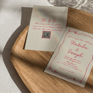 Invitación Boda de código QR de retro colorido a mano
