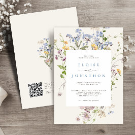 Invitación Boda de código QR de Spring Wildflower Meadow Gard