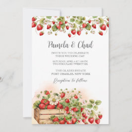 Invitación Boda de código QR de Strawberries de color de agua