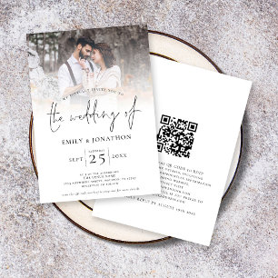 Invitación Boda de código QR de superposición de fotografía d