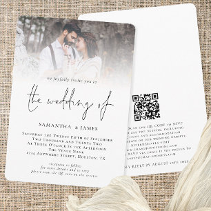 Invitación Boda de código QR de superposición de fotografía d