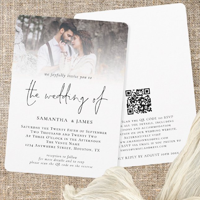 Invitación Boda de código QR de superposición de fotografía d (Subido por el creador)
