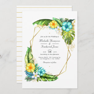 Invitación Boda de código QR de verano tropical de Aloha geom