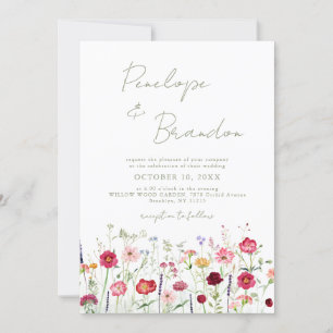 Invitación Boda de código QR de Wildflower Rustic Country Gar
