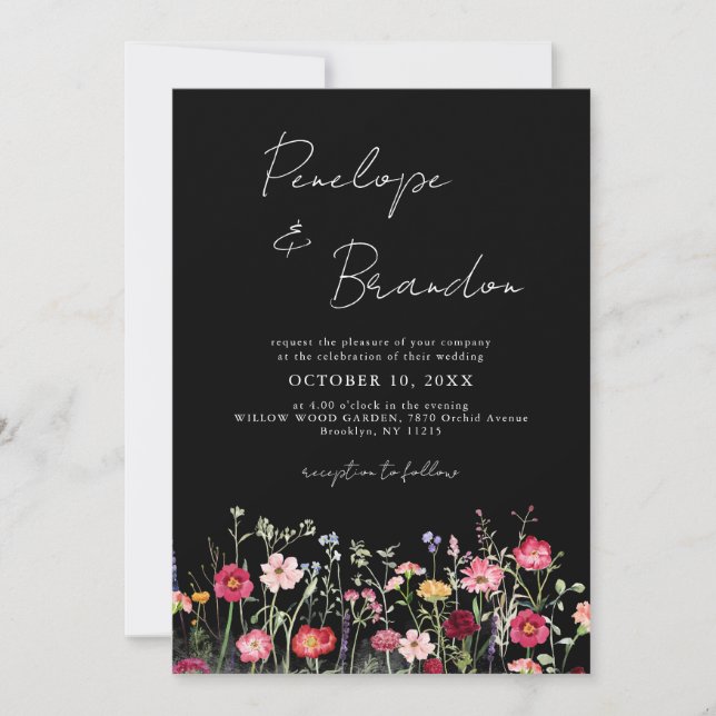 Invitación Boda de código QR de Wildflower Rustic Country Gar (Anverso)