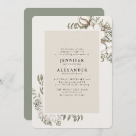 Invitación Boda de código QR de Winter Greenery Floral Green