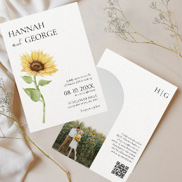 Invitación Boda de código QR del Arco de la foto del girasol