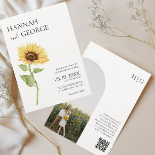 Invitación Boda de código QR del Arco de la foto del girasol 
