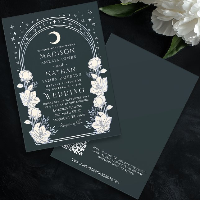 Invitación Boda de código QR del arco de plata celeste Art No (Subido por el creador)