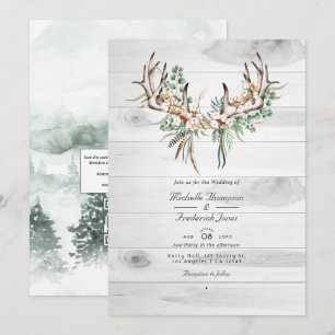 Invitación Boda de código QR del Boho Ruso Cotton y Eucalyptu