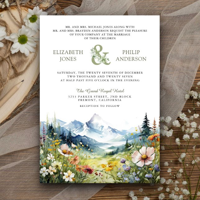Invitación Boda de código QR del Boho Wildflower Mountain Mea (Subido por el creador)