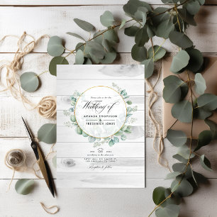 Invitación Boda de código QR del granero rústico Eucalyptus