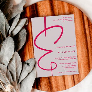 Invitación Boda de código Qr del guión magenta de la imagen d