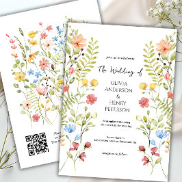 Invitación Boda de código QR del jardín de flores silvestres 