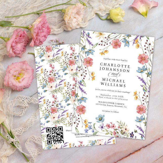 Invitación Boda de código QR del Jardín Rústico Moderno de Fl (Subido por el creador)