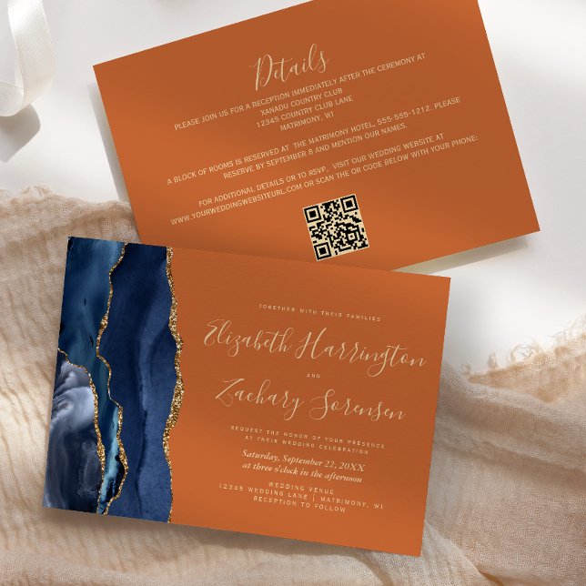 Invitación Boda de código QR del Naranja Quemado de Agate de  (Subido por el creador)