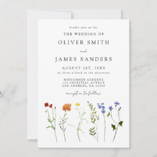 Invitación Boda de código QR del orgullo gay mínimo de flor s
