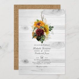 Invitación Boda de código QR del país floral de otoño rústico