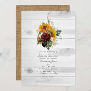 Invitación Boda de código QR del país floral de otoño rústico