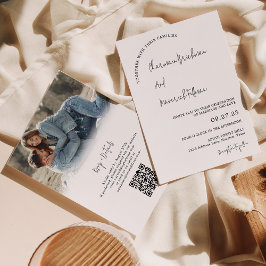 Invitación Boda de código QR del presupuesto de script simple