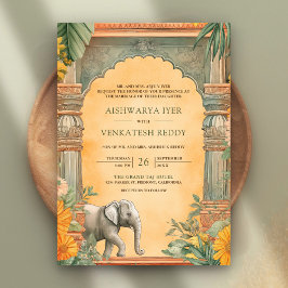 Invitación Boda de código QR del sur de India tradicional