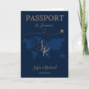 Invitación Boda de código QR Destino Pasaporte Mundial Mapa I