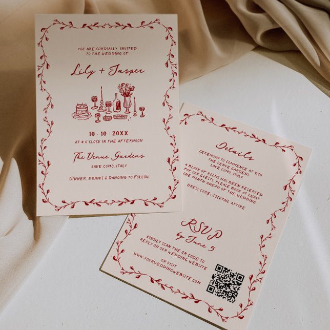 Invitación Boda de código QR dibujado de una mano de cimarron (Subido por el creador)