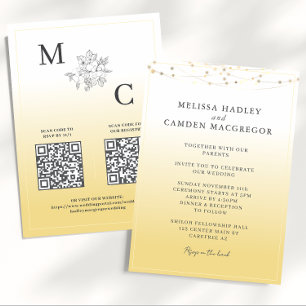 Invitación Boda de código QR elegante amarillo