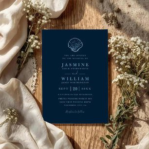 Invitación Boda de código QR elegante concha minimalista de l