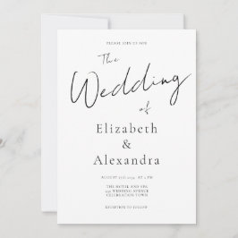 Invitación Boda de código QR elegante de escritura minimalist