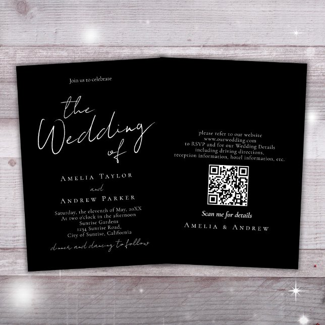 Invitación Boda de código QR elegante de escritura minimalist (Subido por el creador)
