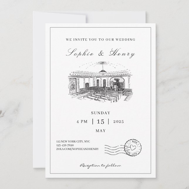 Invitación Boda de código QR elegante de escritura moderna (Anverso)