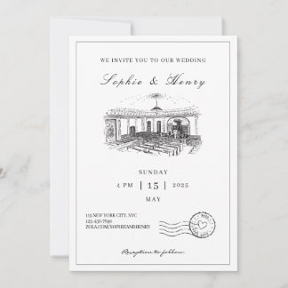 Invitación Boda de código QR elegante de escritura moderna