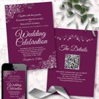 Boda de código QR elegante de Pluma Magenta de col