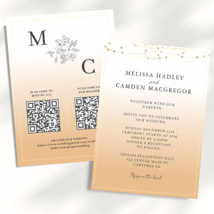 Invitación Boda de código QR elegante de tonos de la Tierra
