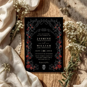 Invitación Boda de código QR elegante romántico puerta gótica