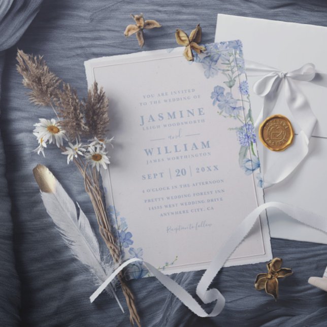 Invitación Boda de código QR elegante virtual de acuarela azu (Subido por el creador)