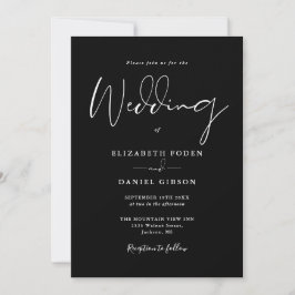 Invitación Boda de código QR en blanco y negro