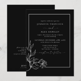 Invitación Boda de código QR en hojas botánicas elegantes mod