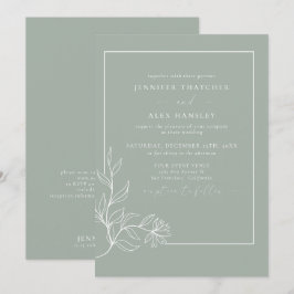 Invitación Boda de código QR en hojas botánicas elegantes mod