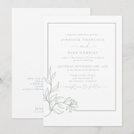 Invitación Boda de código QR en hojas botánicas elegantes mod