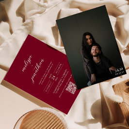 Invitación Boda de código QR en un monograma moderno de fotog