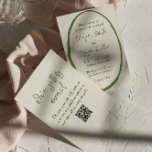 Invitación Boda de código QR escrito dibujado a mano ilustrad<br><div class="desc">Si busca una elegante y sencilla invitación a la plantilla de boda crema minimalista. El fondo es de color beige claro. Y celadon green hand escribió los primeros nombres de novias y novios. e información editable todo dentro de un marco dibujado a mano y código QR de personalizable en la...</div>