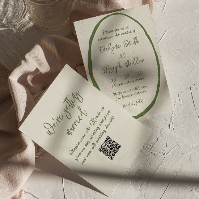 Invitación Boda de código QR escrito dibujado a mano ilustrad (Subido por el creador)