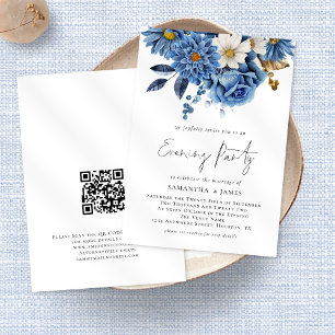 Invitación Boda de código Qr Fiesta de noche de Marina Blue