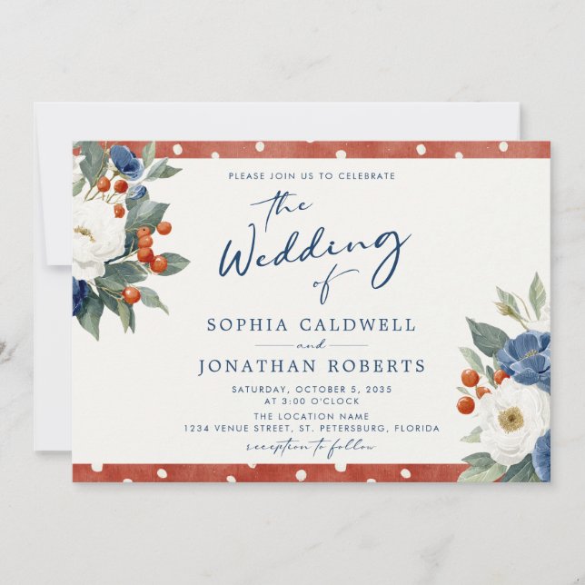 Invitación Boda de código QR floral colorido (Anverso)