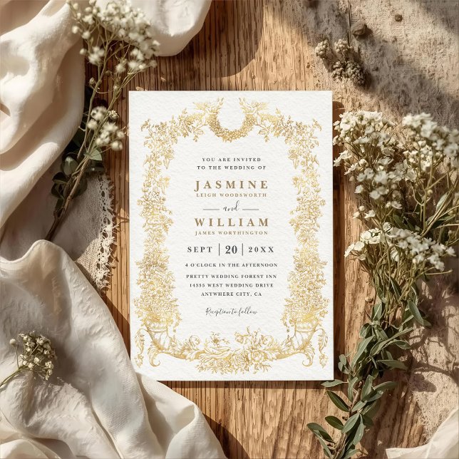 Invitación Boda de código QR floral de flores de barroco vint (Subido por el creador)