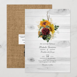 Invitación Boda de código QR floral de otoño rústico campestr