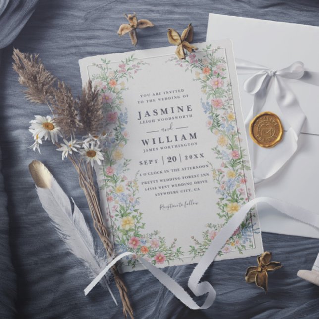 Invitación Boda de código QR floral de primavera ornamentada  (Subido por el creador)