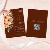 Boda de código QR floral de terracota oxidada